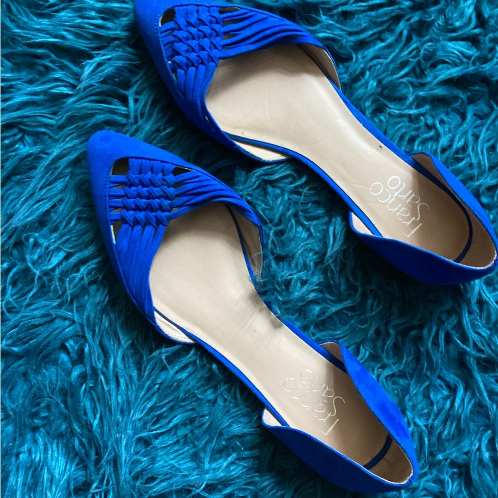 Franco Sarto Royal Blue Woven Suede Flats - Picture 4 of 7